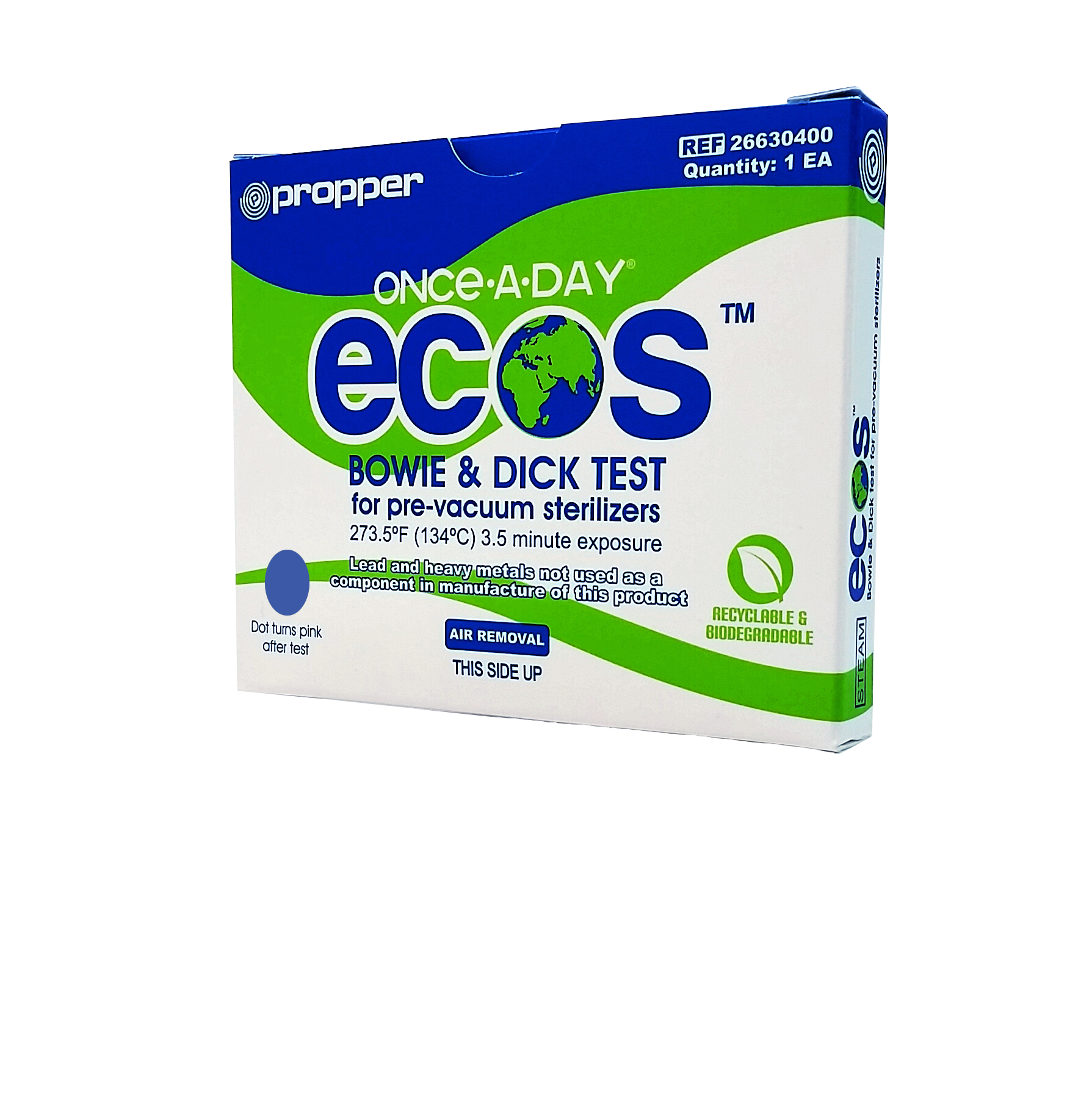Once-A-Day Ecos Bowie-Dick Test Packs - Box of 30