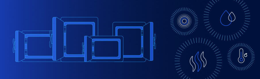 blue and black illustration abstract of sterilizer shapes